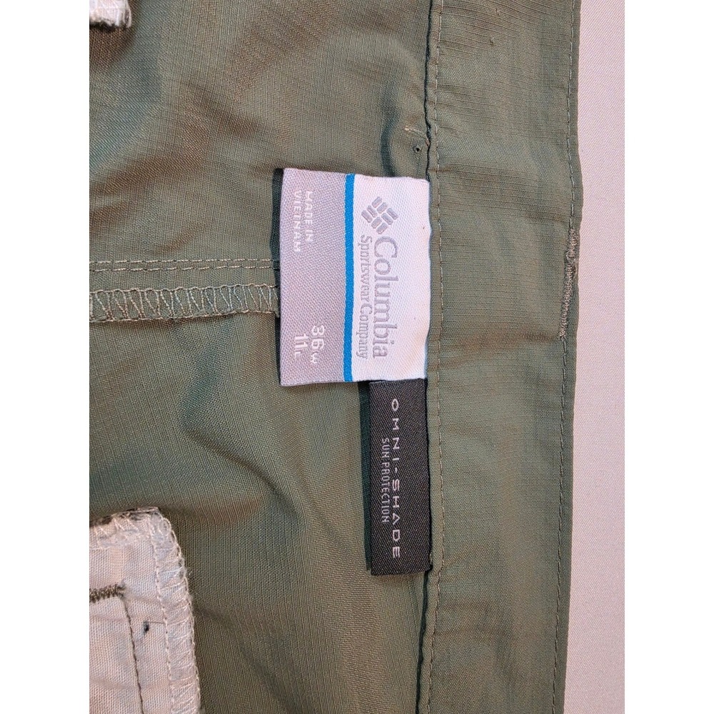 Columbia Mens Omni-Shade Cargo Hiking Shorts Green Size 36 AM4715 Sun Protection - Picture 2 of 8